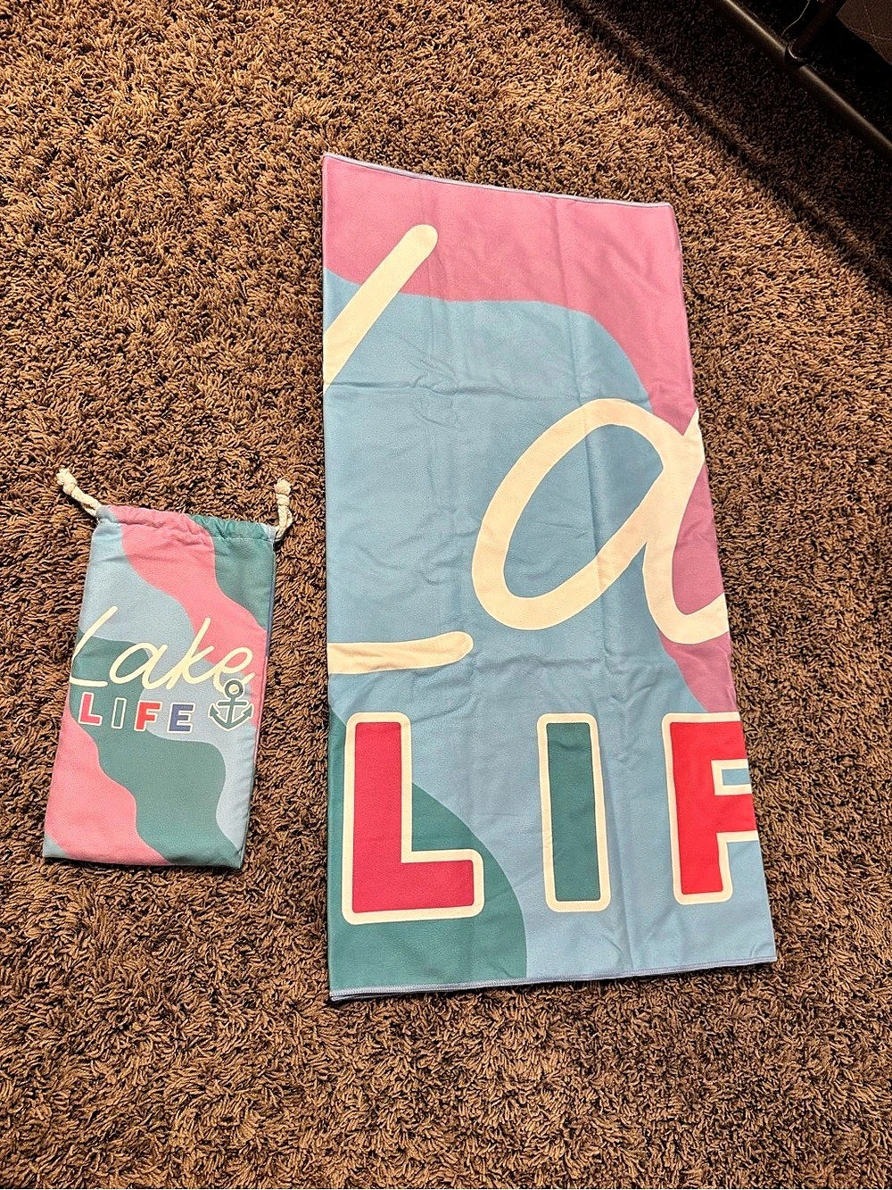 KATYDID Lake Life Multicolored Reversible Quick Dry Towel Pink & Blue